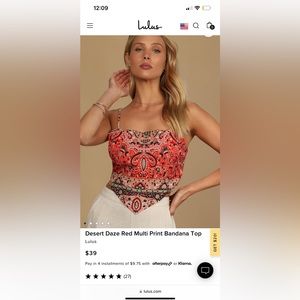 Lulu’s desert daze red multi print bandana top